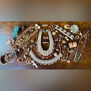 Vintage to Now Rhinestone Jewelry Lot Some Signed Monet Sphinx